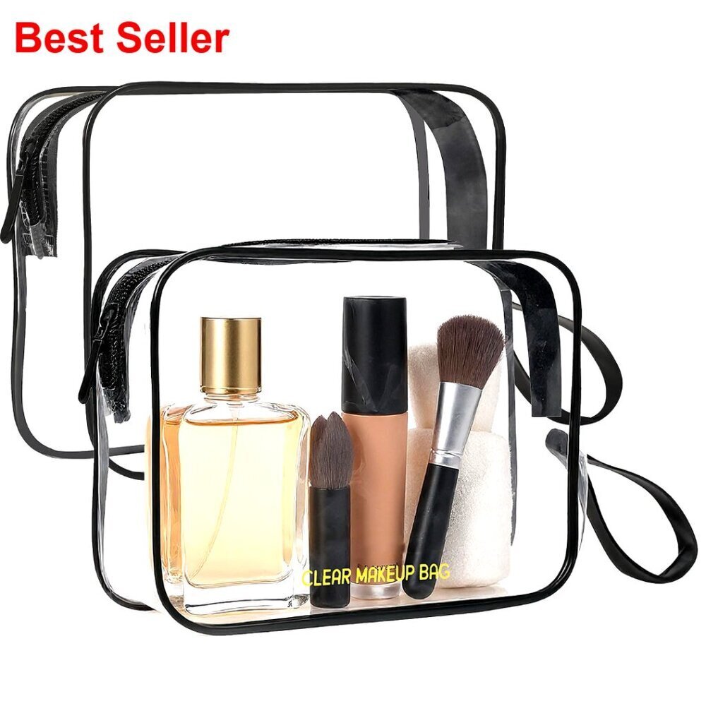 TSA Approved Clear Toiletry Bag 2 Pack, PVC Travel Makeup Organizer